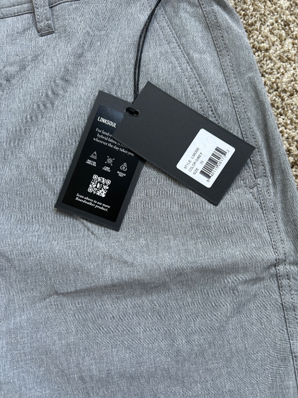 NWT Linksoul Grey Boardwalker Shorts - Men's 33/10 - Picture 7 of 12